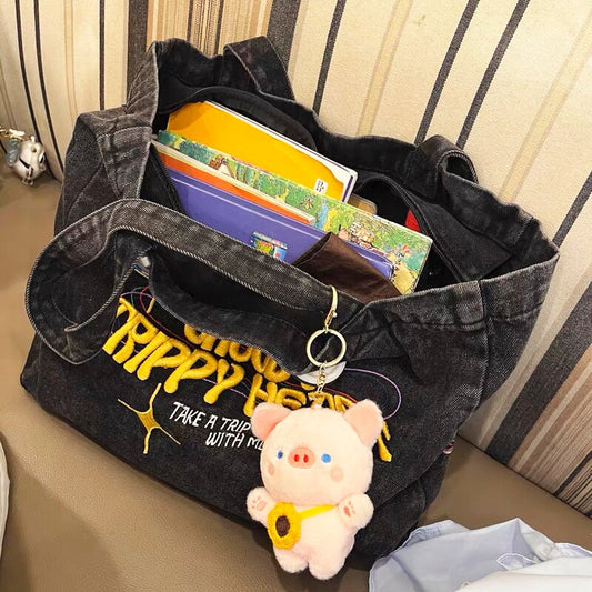 Hip-Hop Denim Tote Bag