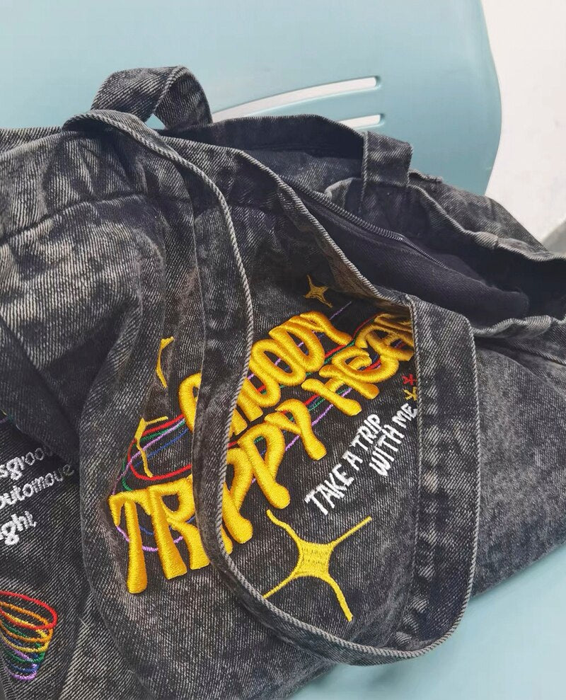 Hip-Hop Denim Tote Bag