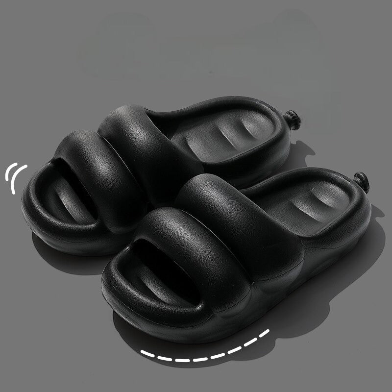 Black Puffer Slipper Slides