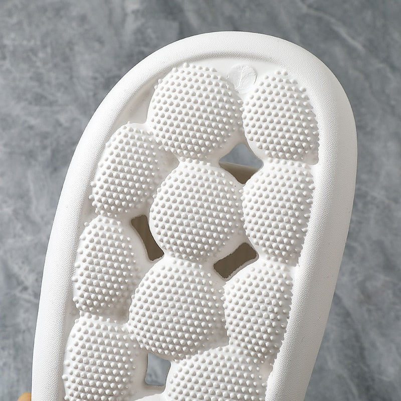 White Massage Slipper Slides bottom view 