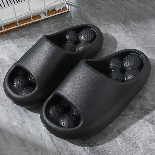 Black Massage Slipper Slides