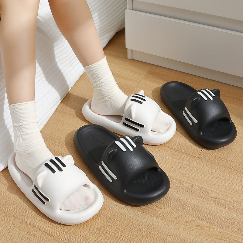 Black and White Cat Slipper Slides