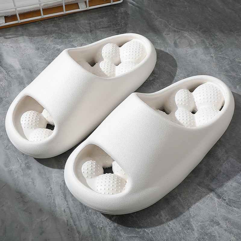 White Massage Slipper Slides