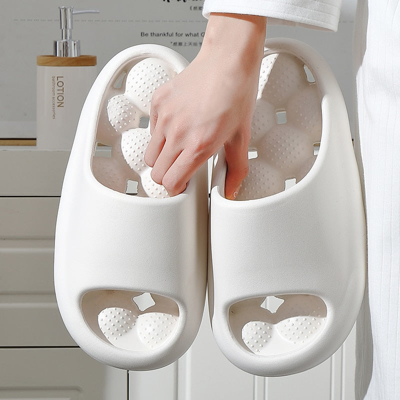 White Massage Slipper Slides Top View