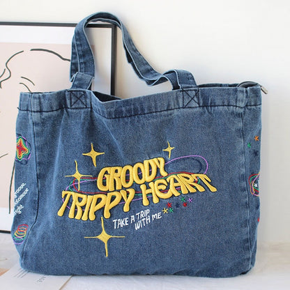 Hip-Hop Denim Tote Bag