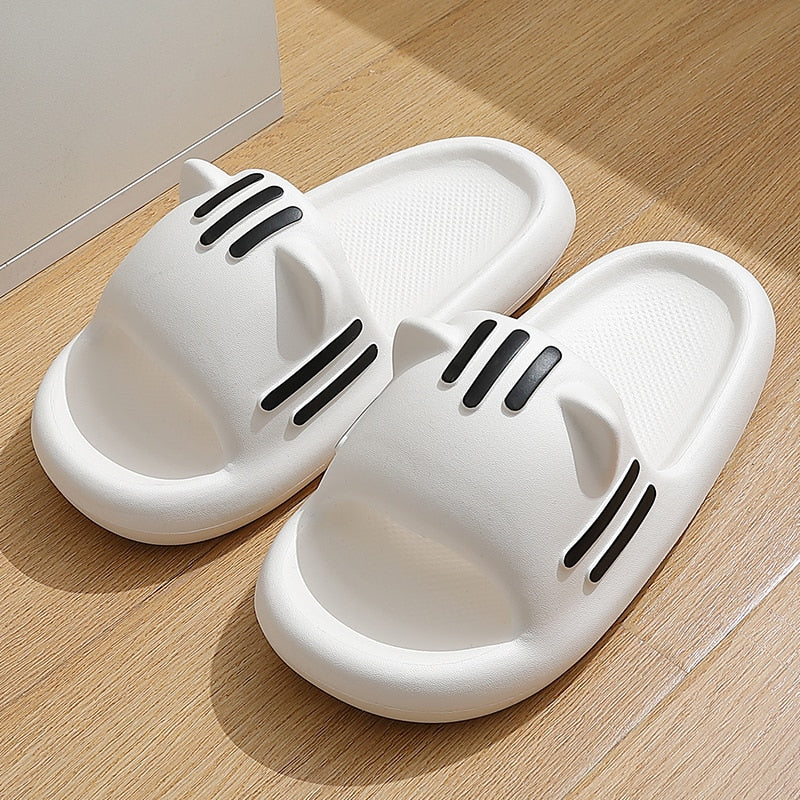 White Cat Slipper Slides