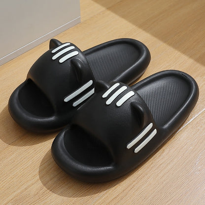 Black Cat Slipper Slides Top View